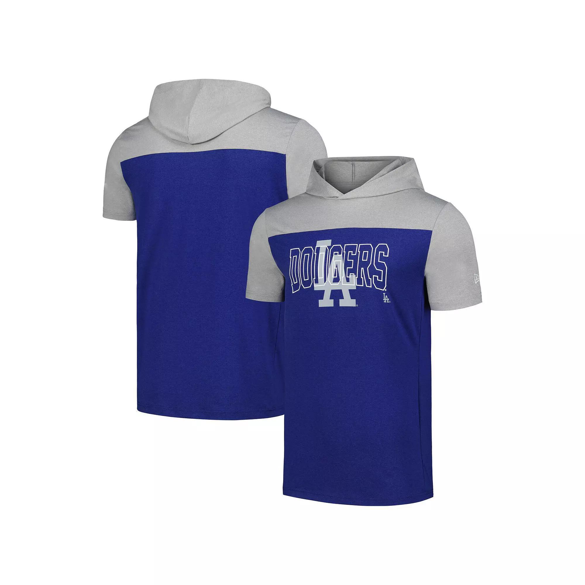 Men's New Era Royal Los Angeles Dodgers Active Brushed Hoodie T-Shirt, Size: Large, Blue Product Image