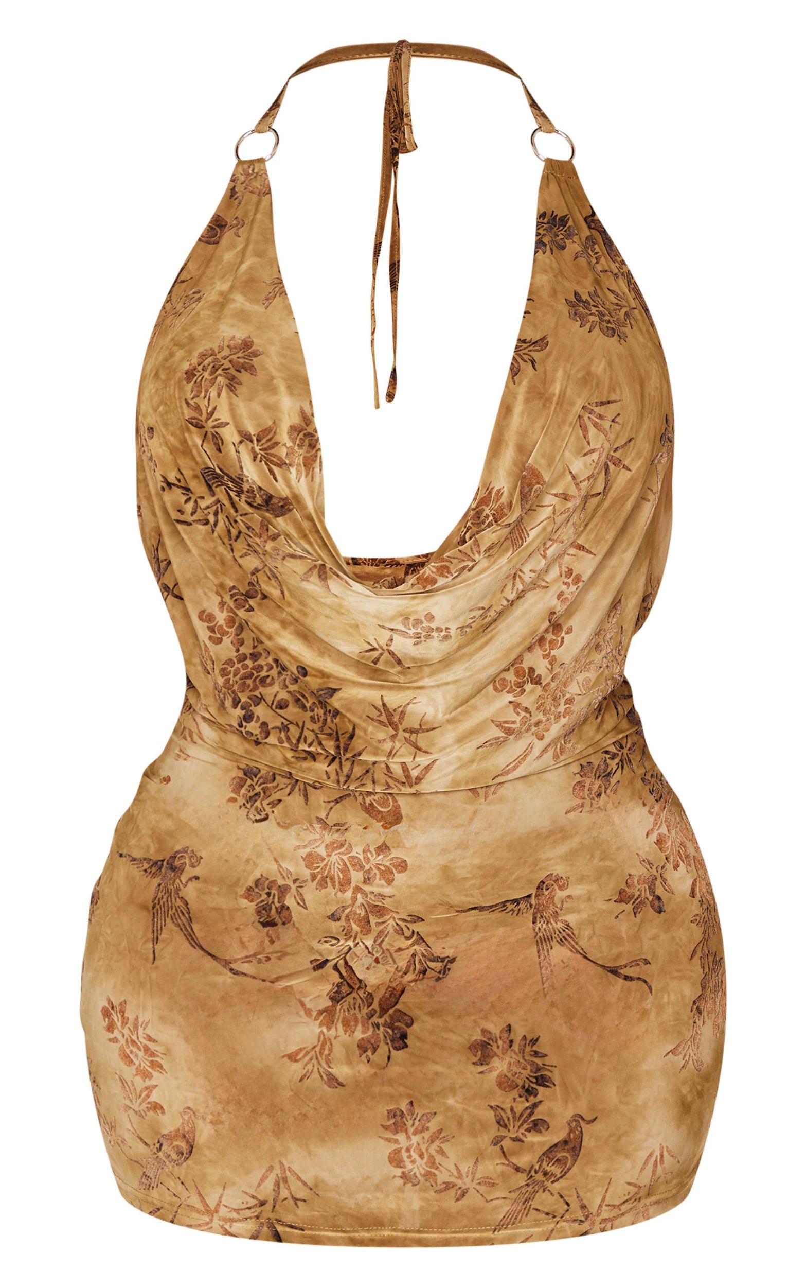 Shape Green Devore Cowl Neck Ring Dress Product Image