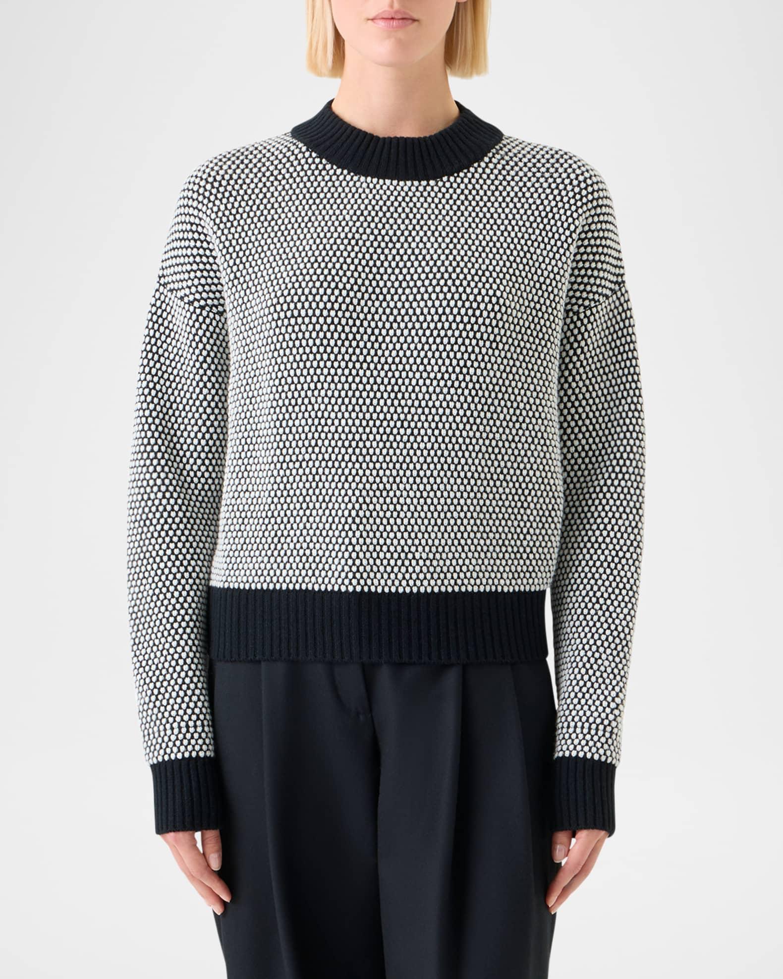 Cashmere-Wool 3D Dot Knit Crewneck Sweater Product Image
