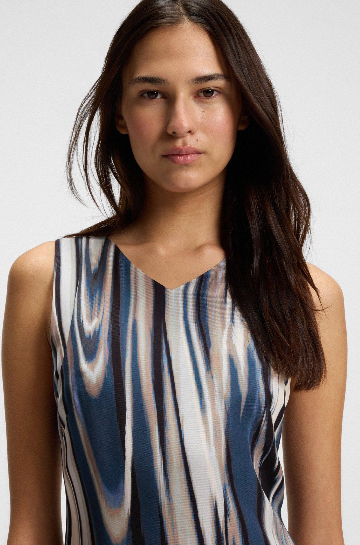 BOSS - Printed-twill dress with asymmetric hemline - Patterned Product Image