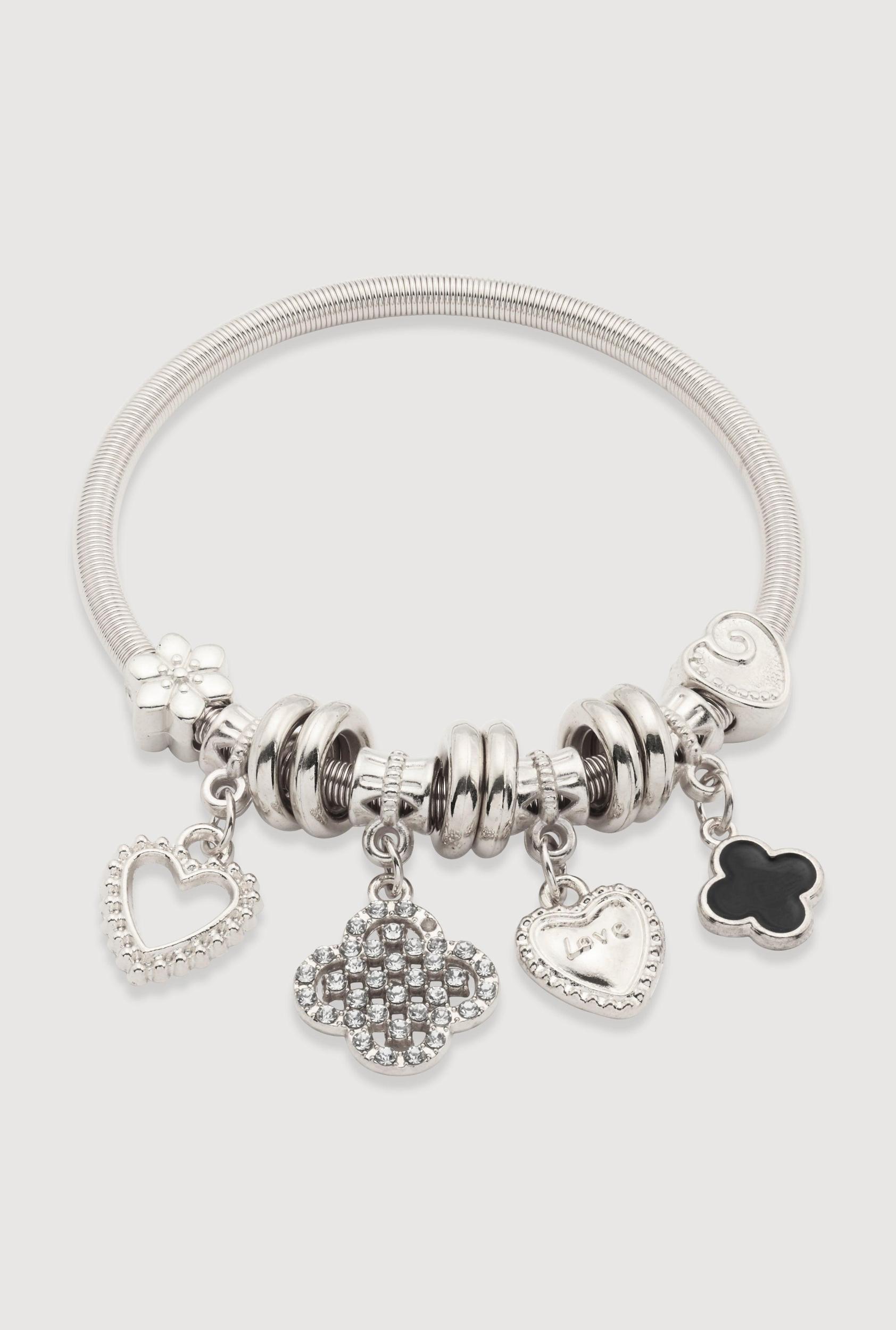 Metallic Puff Heart Necklace and Drop Earrings Set Female Product Image
