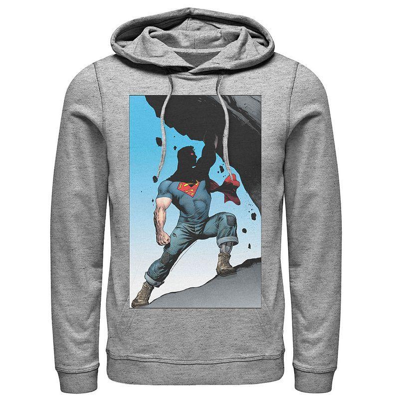 Men's DC Comics Superman Power Lift Comic Poster Hoodie, Size: XXL, Athletic Grey Product Image