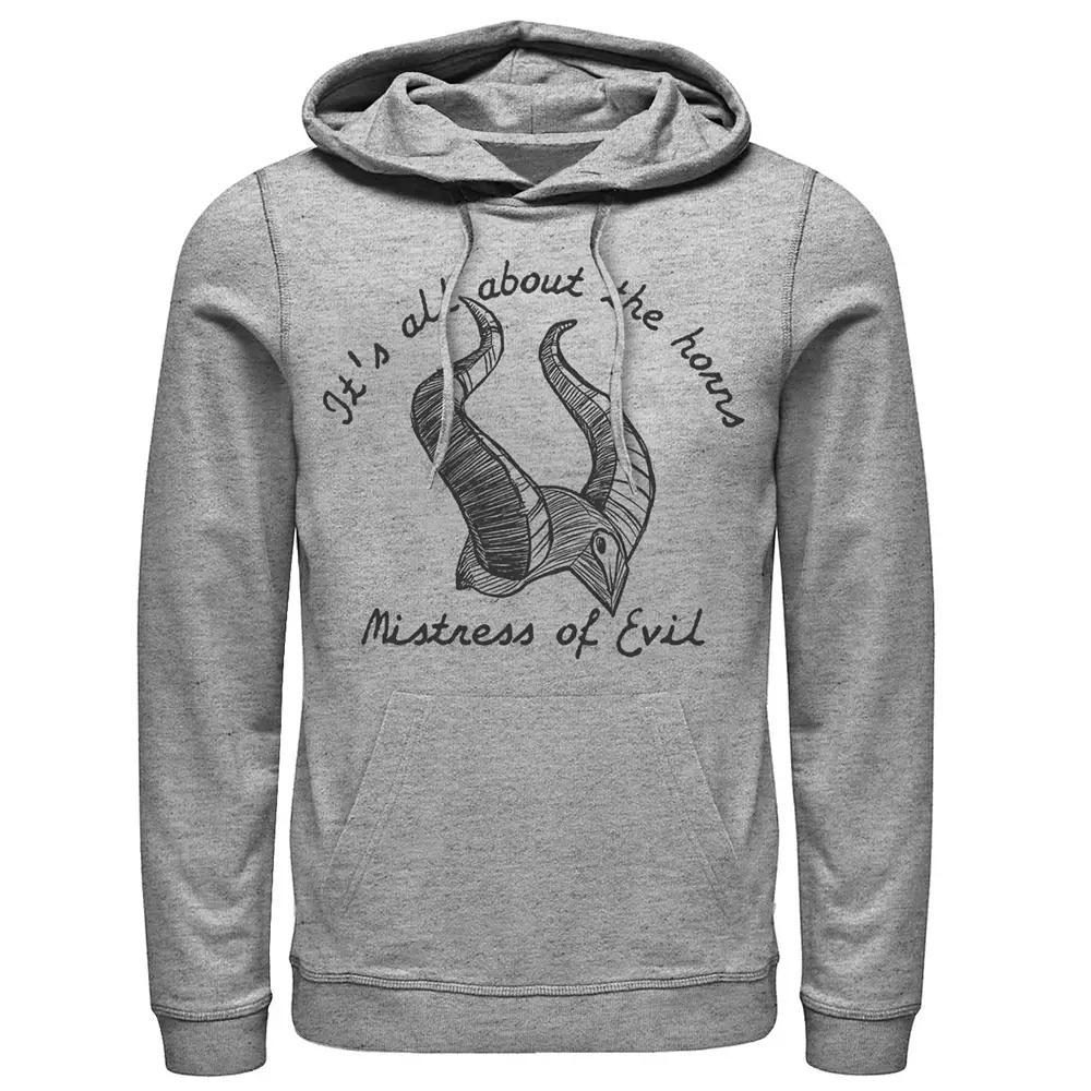 Disney's Maleficent It's All About The Horns Sketch Men's Hoodie, Size: Medium, Athletic Grey Product Image