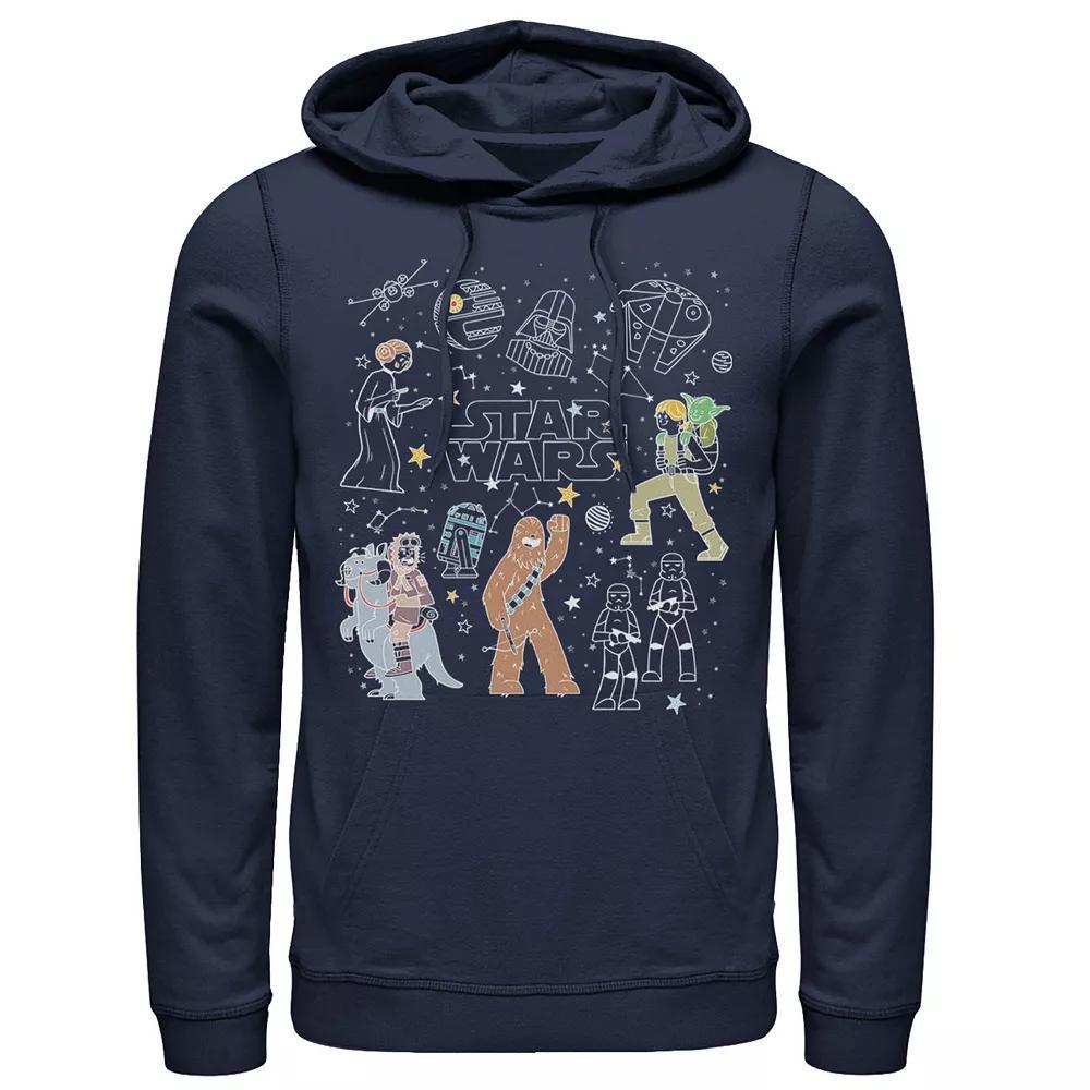 Men's Star Wars Group Shot Constellation Doodles Hoodie, Size: Small, Black Product Image