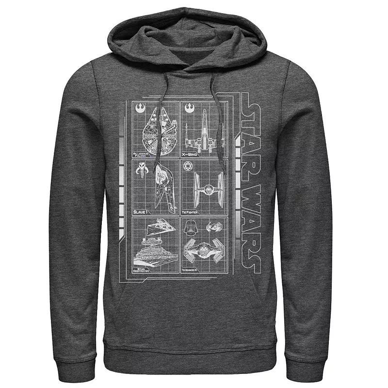 Men's Star Wars Battle Ships Schematic Hoodie, Size: XXL, Grey Heather Product Image