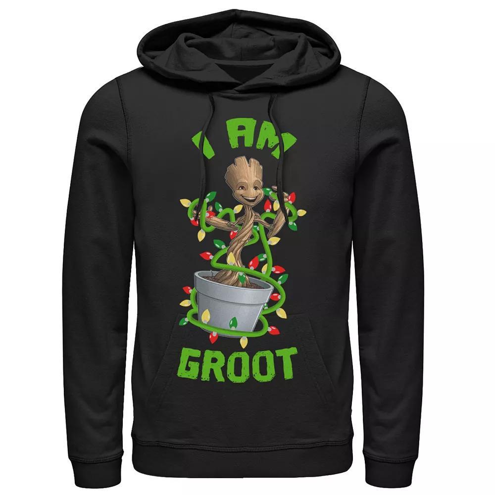 Men's Marvel Christmas I Am Groot Cartoon Hoodie, Boy's, Size: XL, Black Product Image