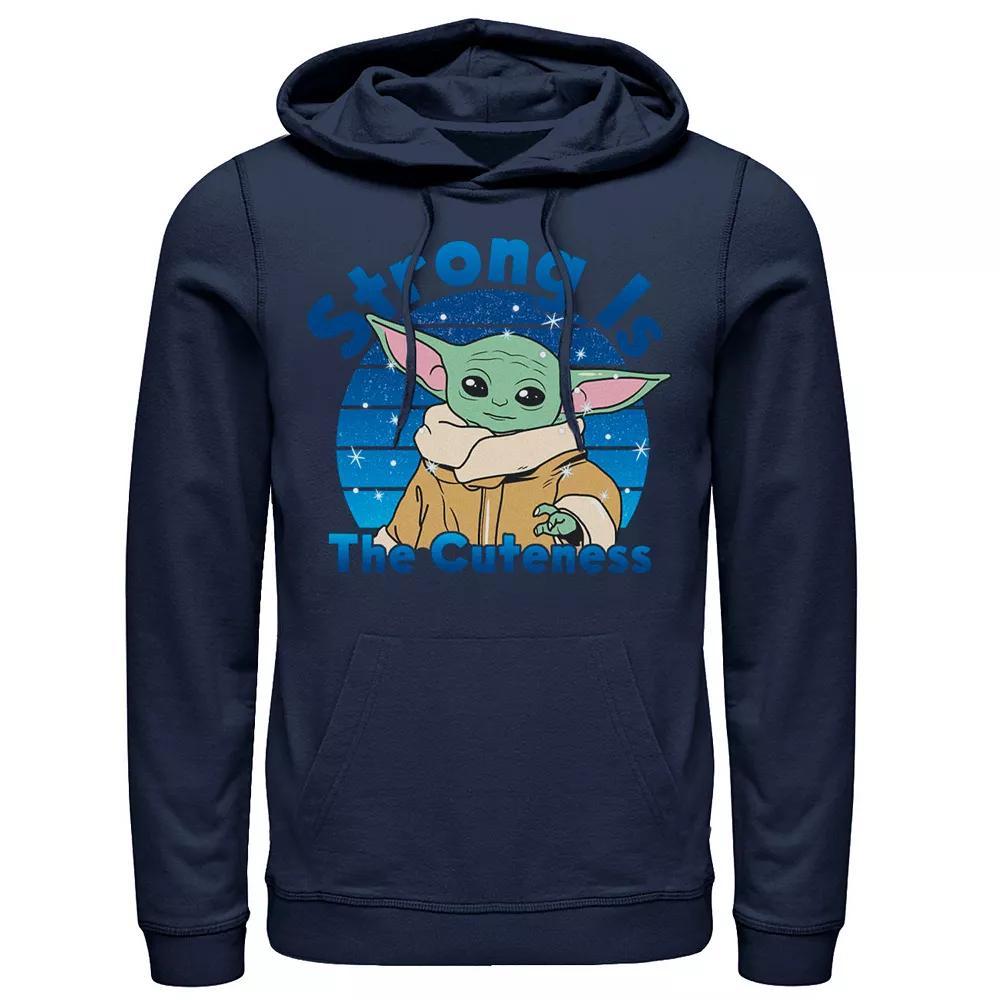 Men's Star Wars The Mandalorian The Child Aka Baby Yoda Strong Is The Cuteness Hoodie, Size: 3XL, Blue Product Image