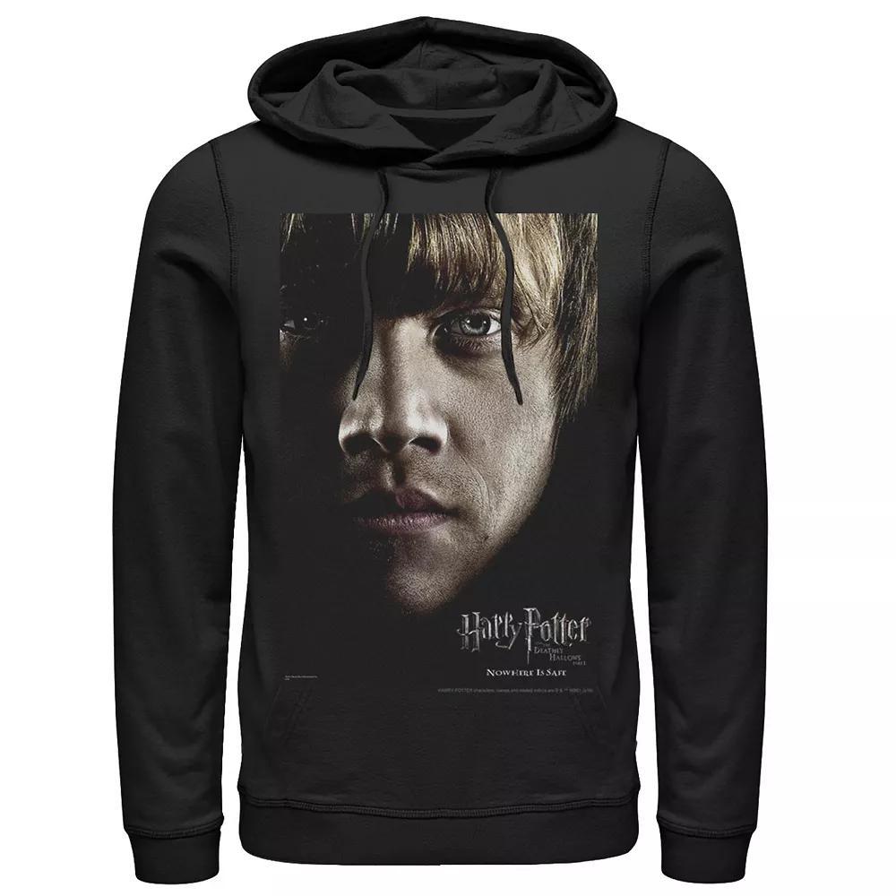 Men's Harry Potter Deathly Hallows Ron Character Poster Graphic Pullover Hoodie, Size: XL, Black Product Image