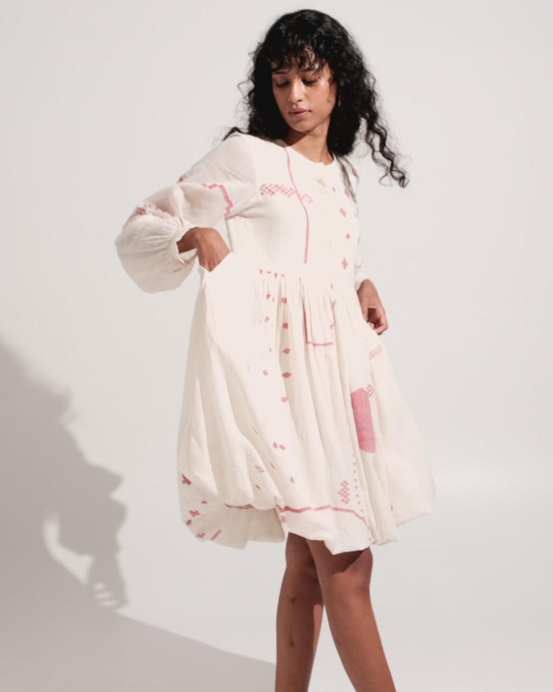 Fit and flare gathered dress Product Image