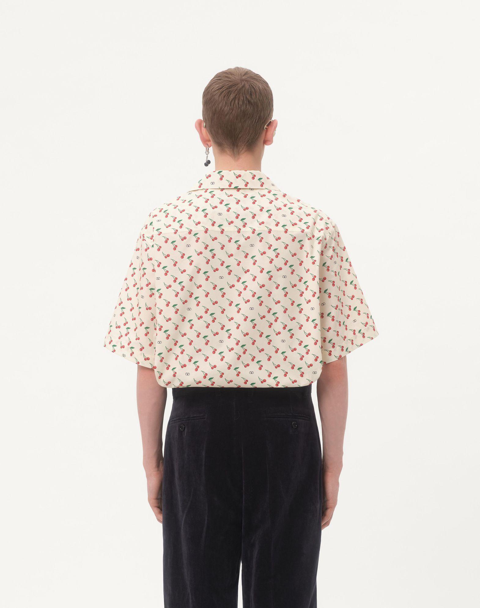 Cotton Poplin Bowling Shirt With Cherryfic Print Product Image