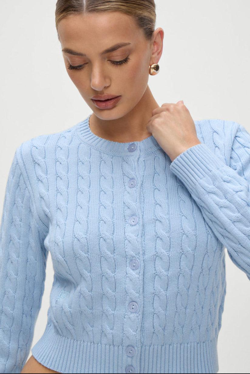 Dudley Cable Knit Cardigan - Dewdrop Product Image