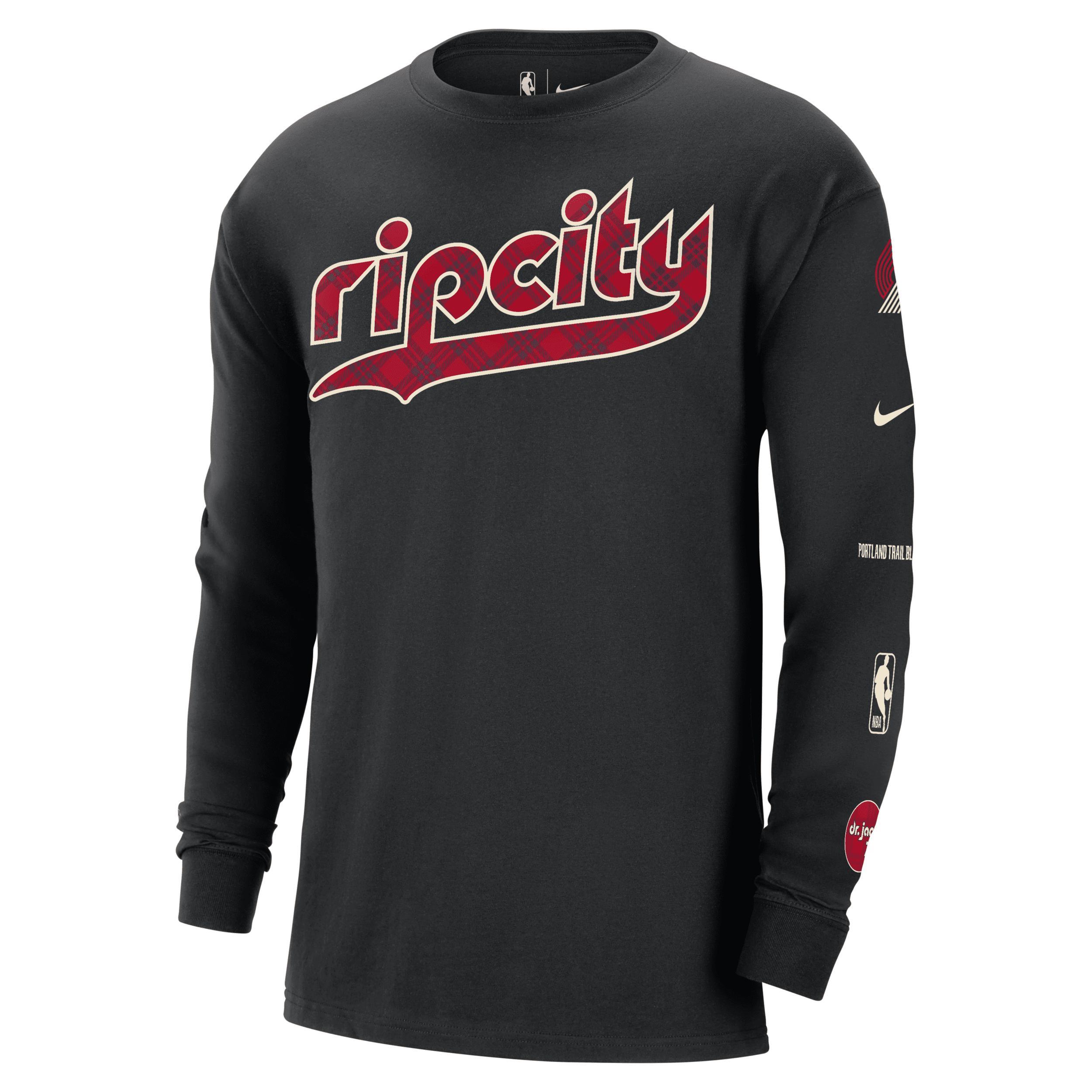 Mens Nike Black Portland Trail Blazers 2023/24 City Edition Max90 Expressive Long Sleeve T-shirt Product Image