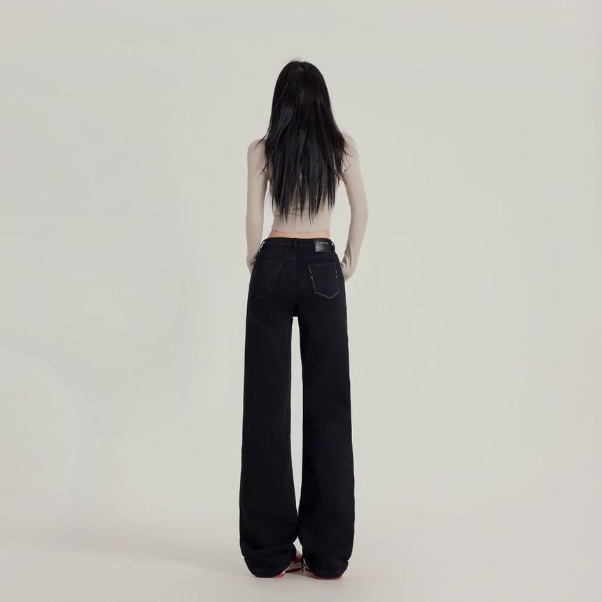 Mid Rise Applique Wide Leg Jeans (Various Designs) Product Image