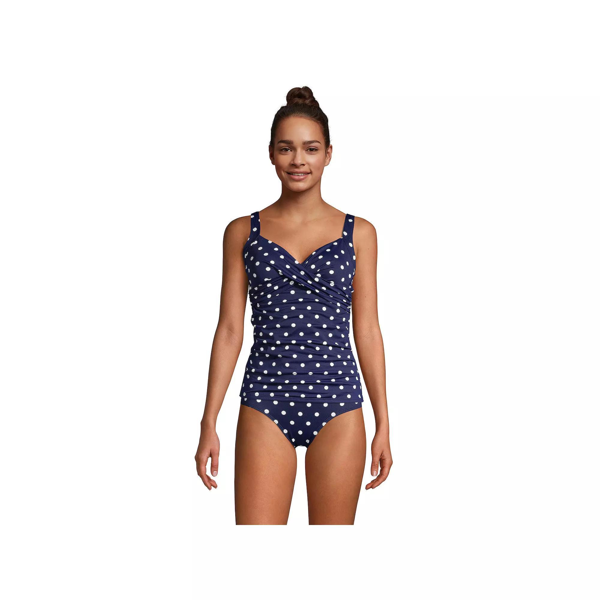 Women's Lands' End Bust Enhancer UPF 50 Underwire Tummy Control Tankini Swimsuit Top, Size: 12, Black Havana Floral Product Image