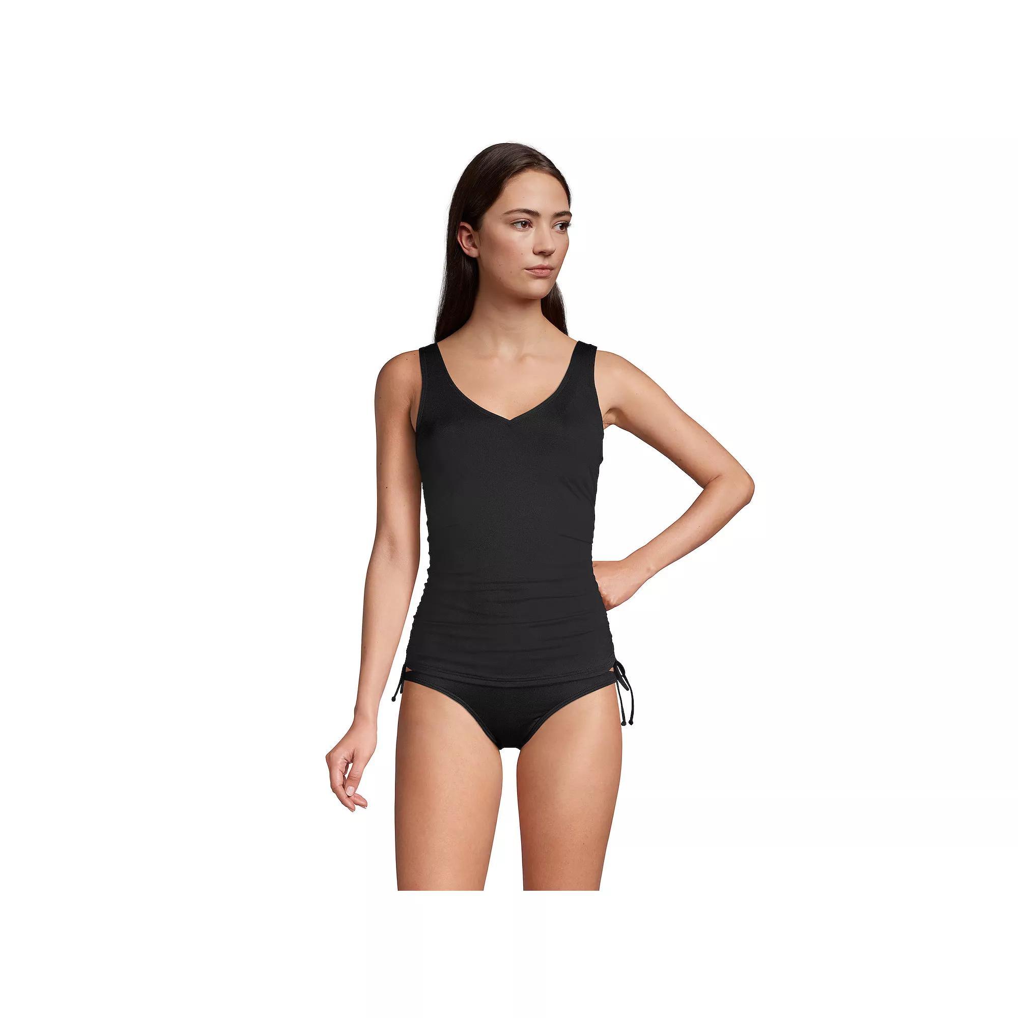 Womens Lands End Ruched UPF 50 Underwire DD-Cup Tankini Swim Top Deep Blue Product Image