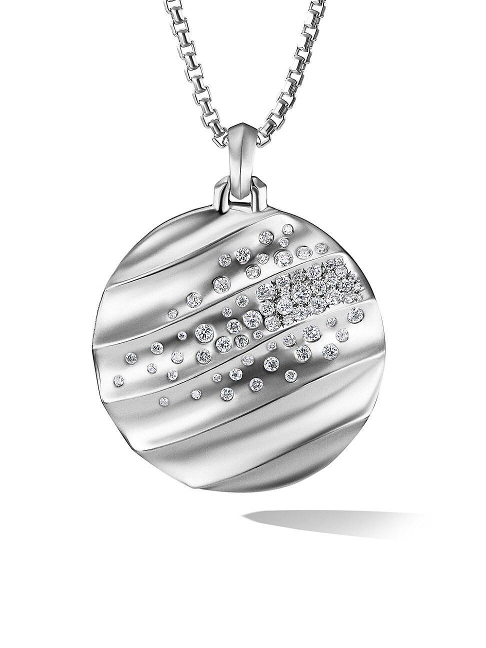 David Yurman Sterling Silver Cable Edge Pave Diamond Pendant Product Image