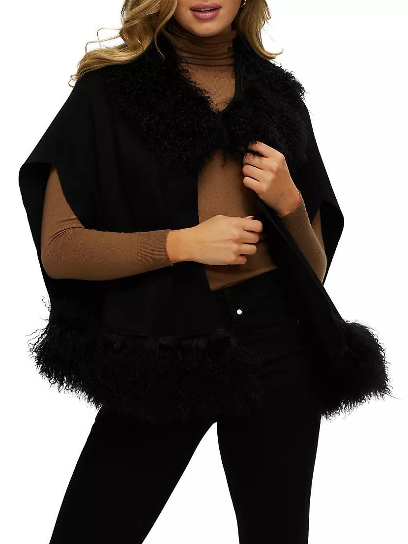 Knit Vest with Mongolian Shearling Lamb Trim Product Image