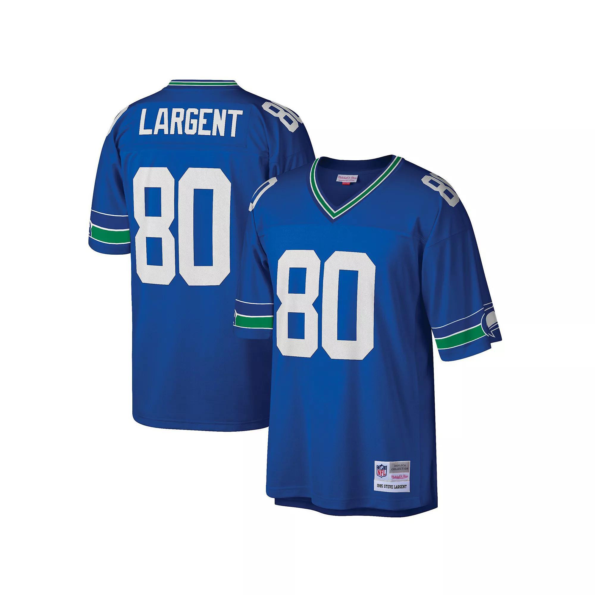 Men's Mitchell & Ness Steve Largent Royal Seattle Seahawks Big & Tall 1985 Retired Player Replica Jersey, Size: XLT, Blue Product Image