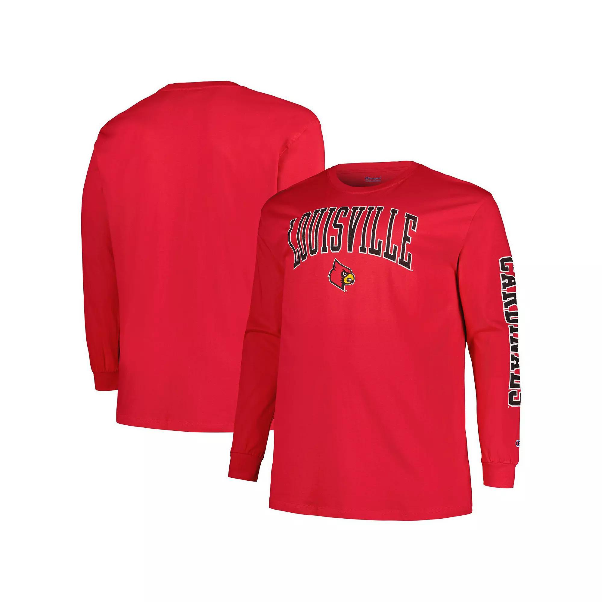 Men's Champion Red Louisville Cardinals Big & Tall 2-Hit Long Sleeve T-Shirt, Size: 2XLT Product Image