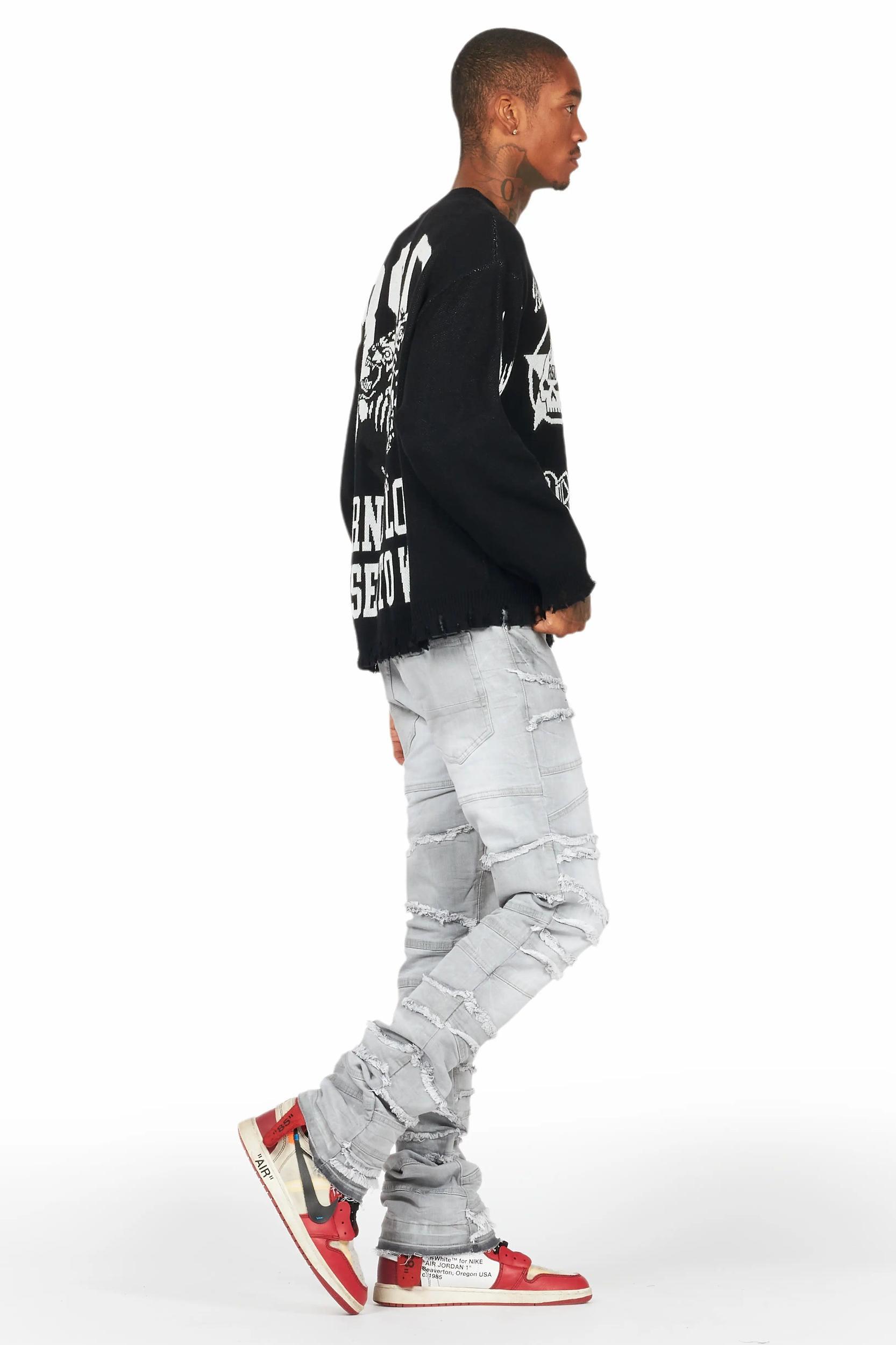 Franko Light Grey Stacked Flare Jean Male Product Image