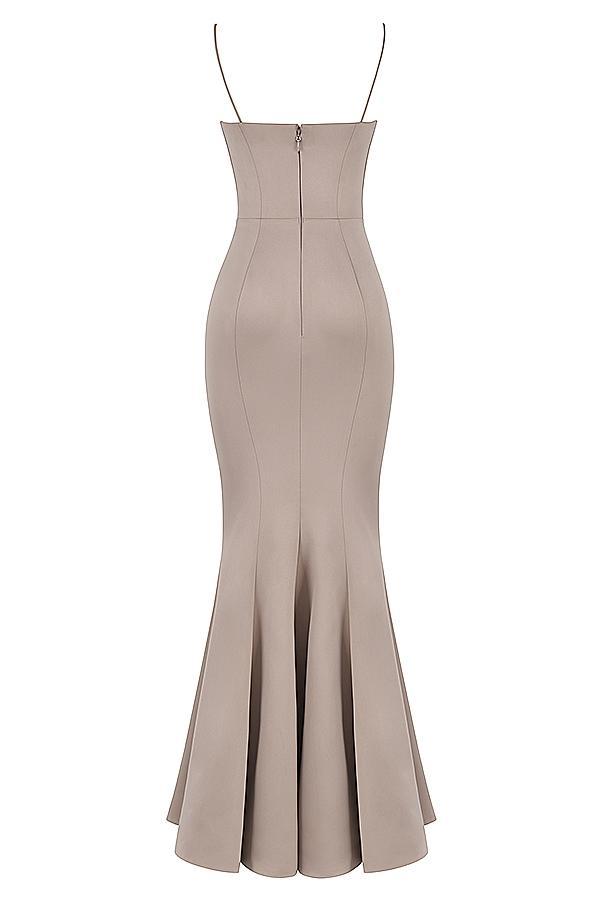 Violette Mushroom Satin Fishtail Gown Product Image