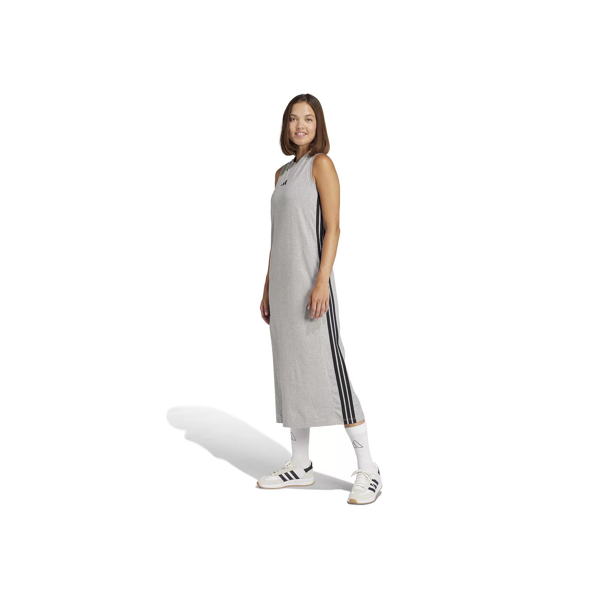 Women's adidas Essentials Long Racerback Dress, Size: XL, Gray Grey Black Product Image