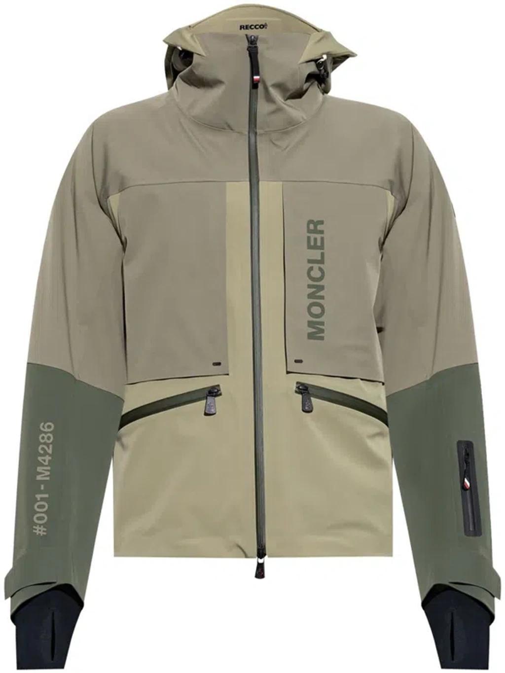 MONCLER Grenoble Logo Printed Hooded Jacket In Green Product Image