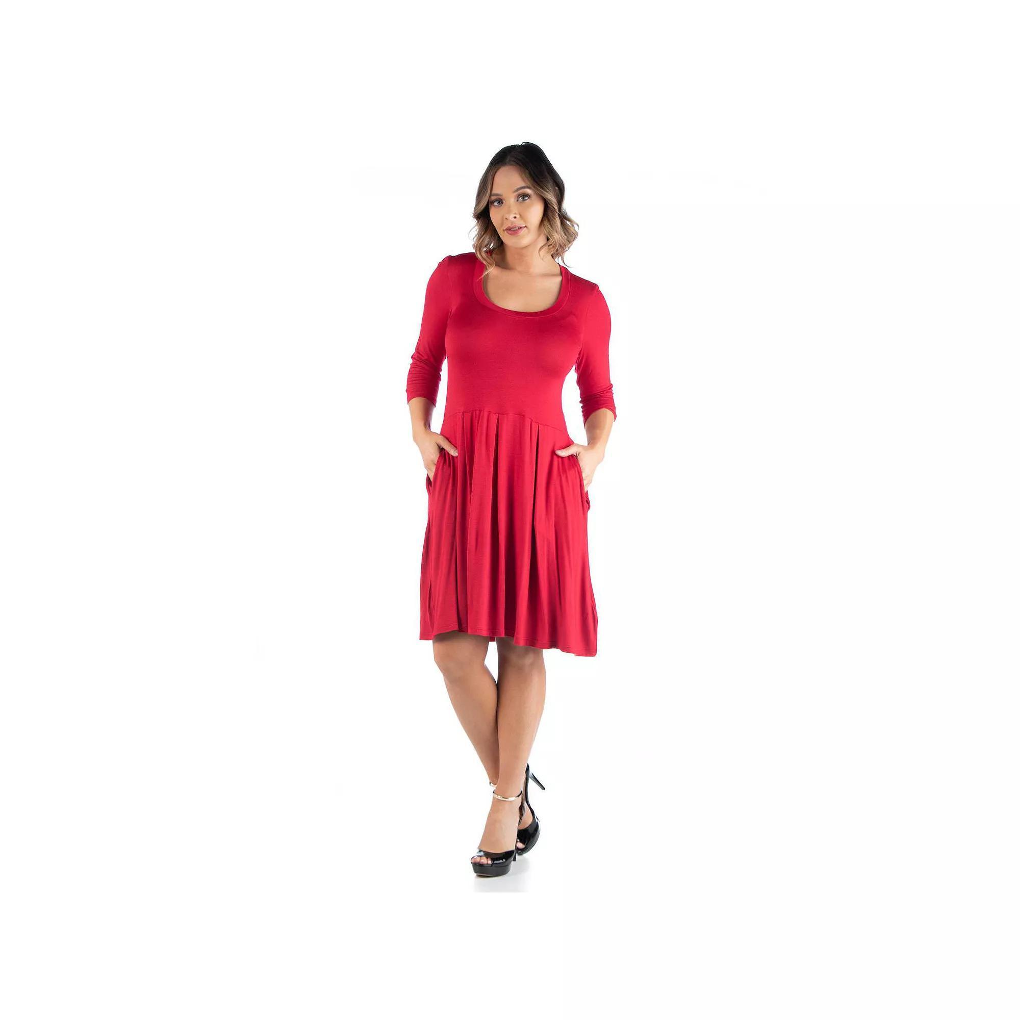 Plus Size 24Seven Comfort Apparel Fit and Flare Dress, Womens Product Image