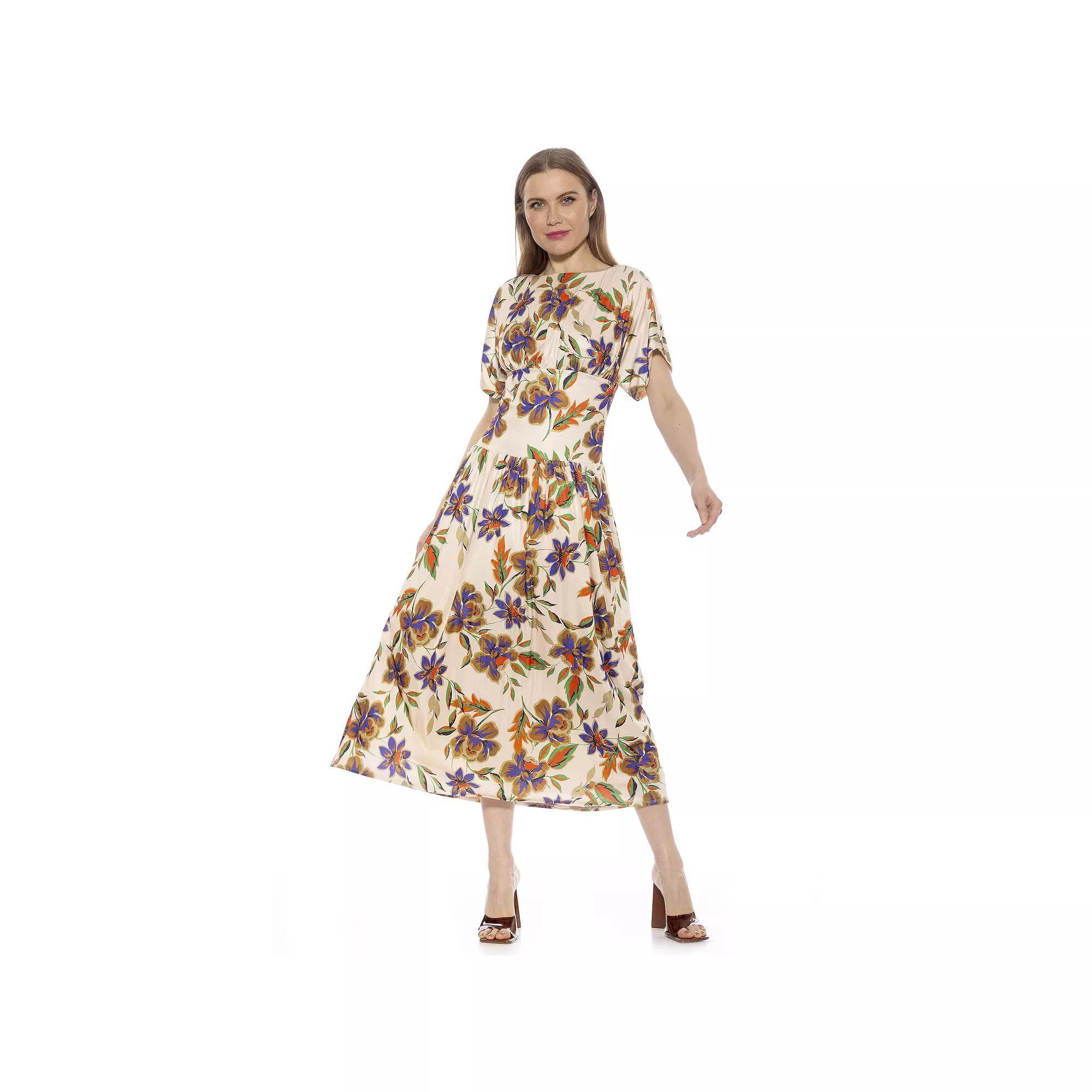 Women's ALEXIA ADMOR Luna Draped Dolman Sleeve Tea Length Dress, Size: Medium, Halogen Blue Product Image