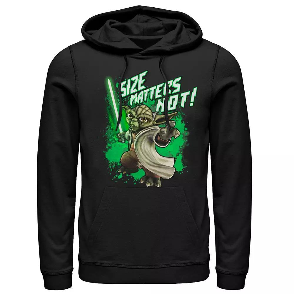 Men's Star Wars: The Clone Wars Yoda Size Matters Not Hoodie, Size: XL, Black Product Image