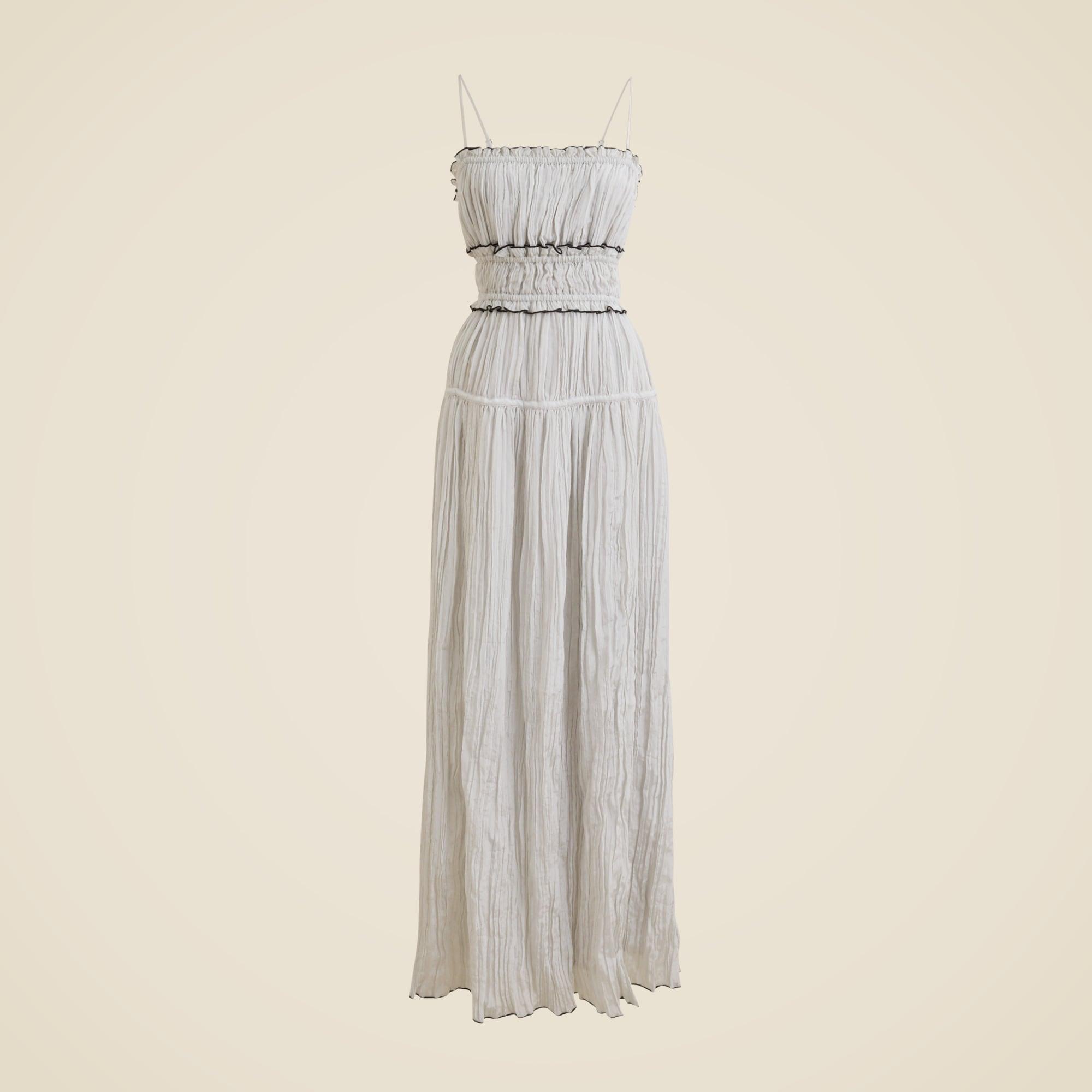 Crinkled ruffle-trim dress Product Image