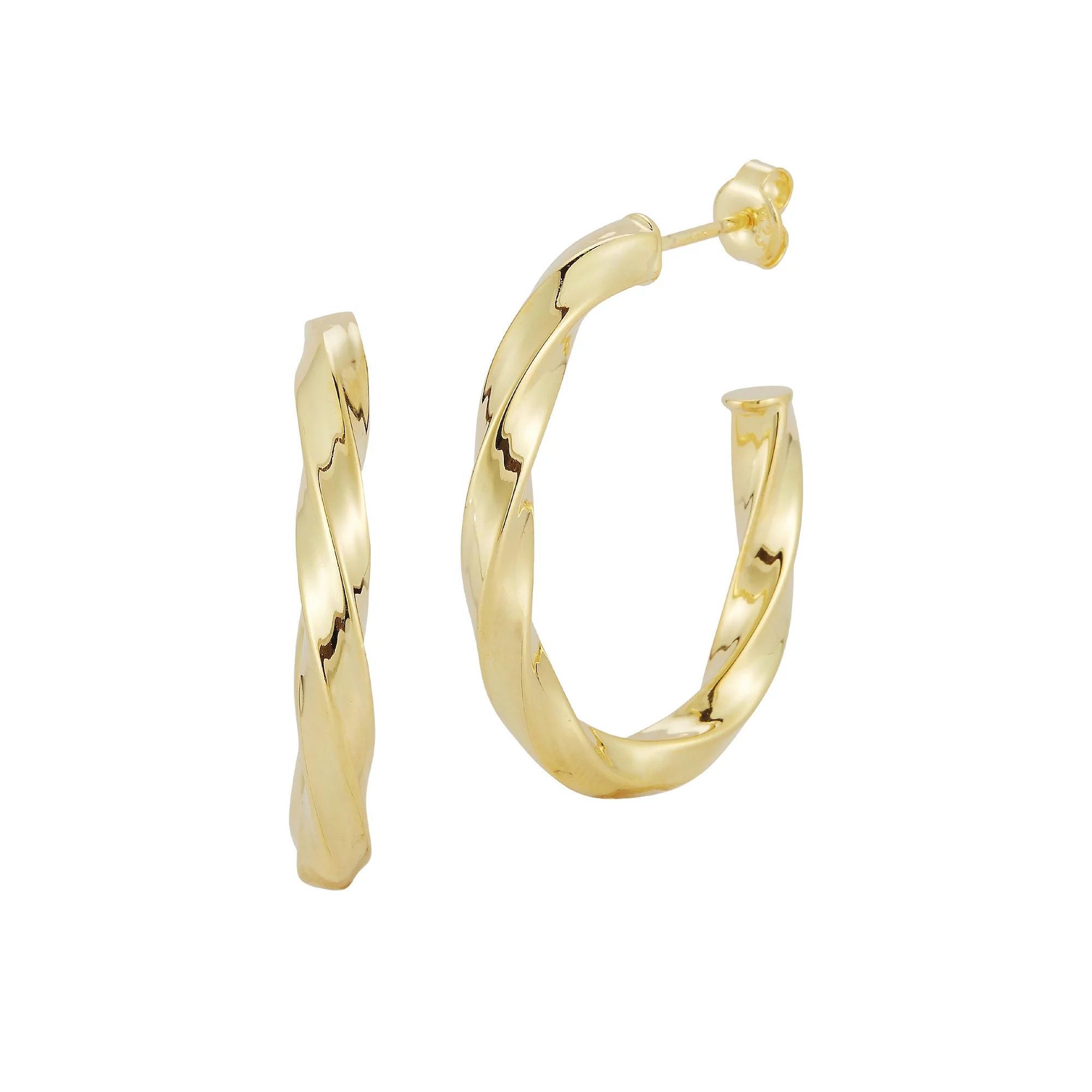 Sunkissed Sterling Bold Oval Twist Hoop Earrings, Womens, Gold Tone Product Image