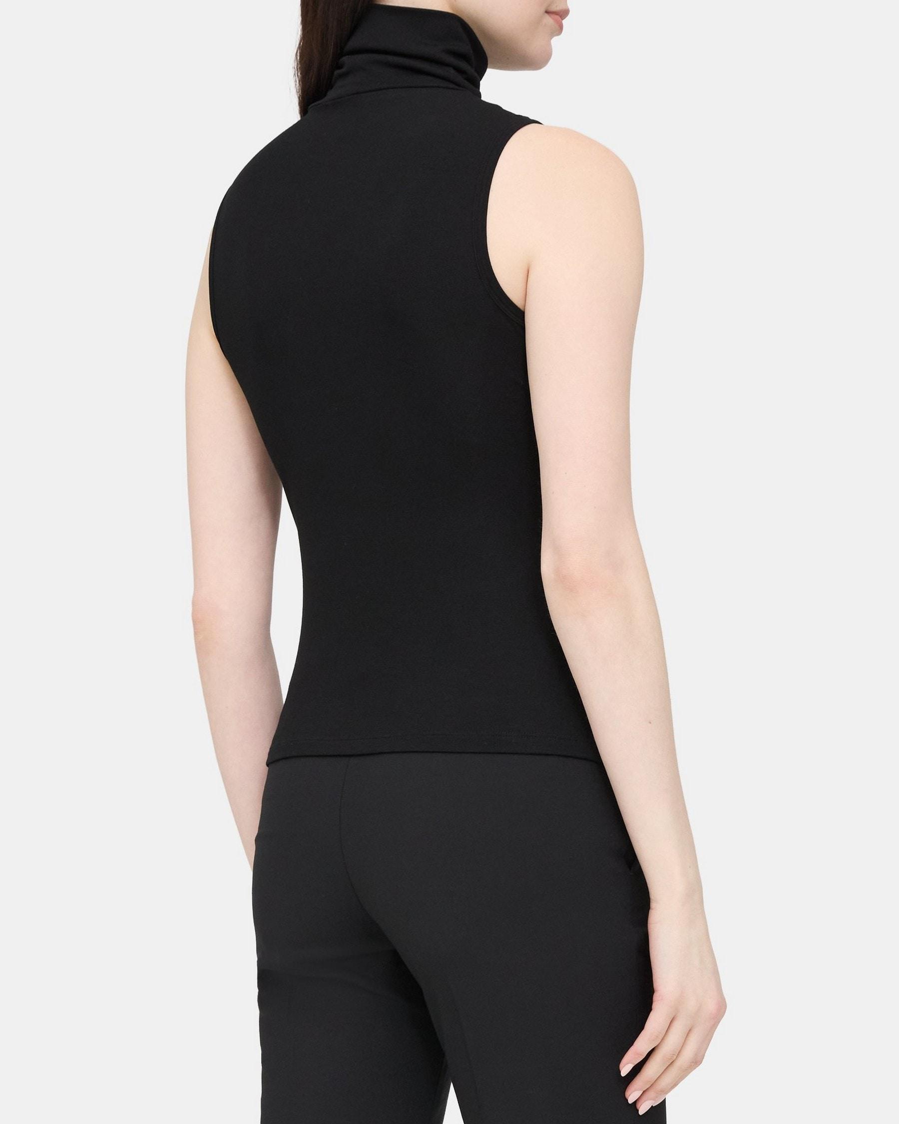 Sleeveless Turtleneck Top in Rib Knit Viscose Product Image