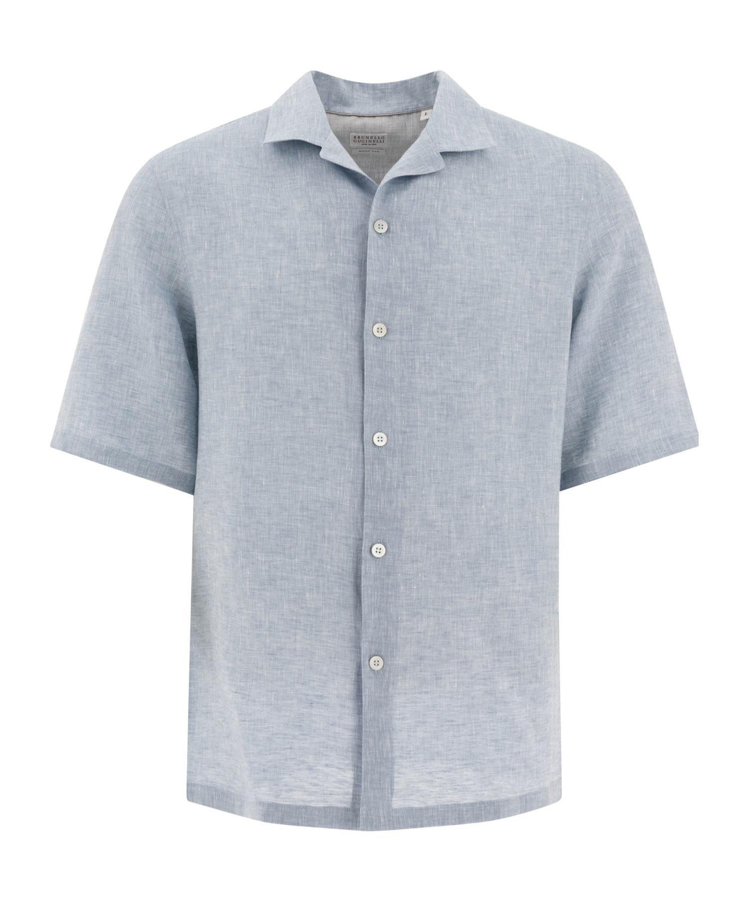 BRUNELLO CUCINELLI Short-sleeved Shirt In Gray Product Image