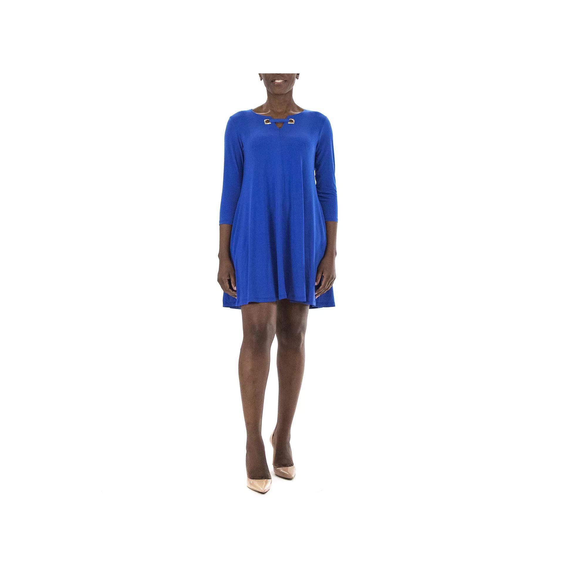 Women's Nina Leonard Embellished Keyhole Swing Dress, Size: Small, Turkish  Gold Product Image