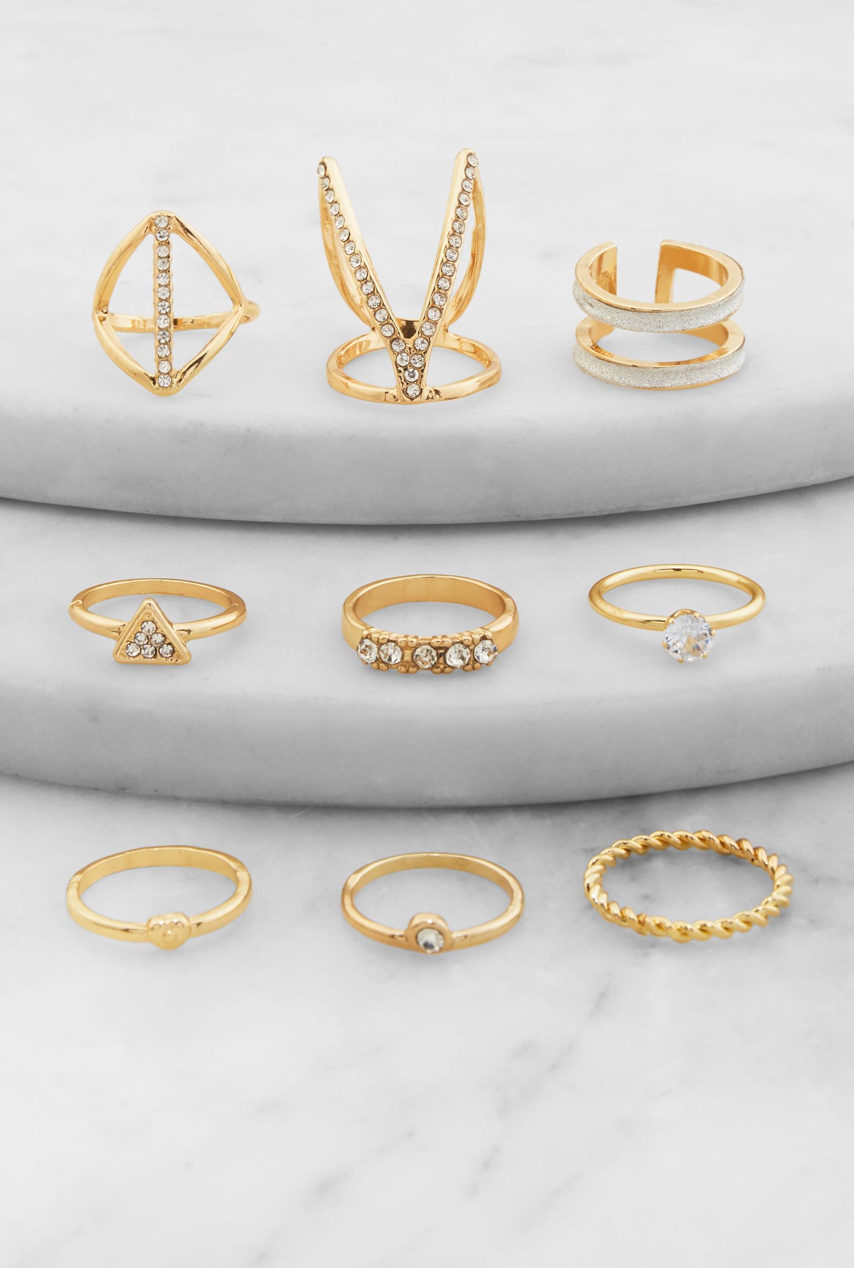 Cubic Zirconia Assorted Rings Set of 9 Female Product Image