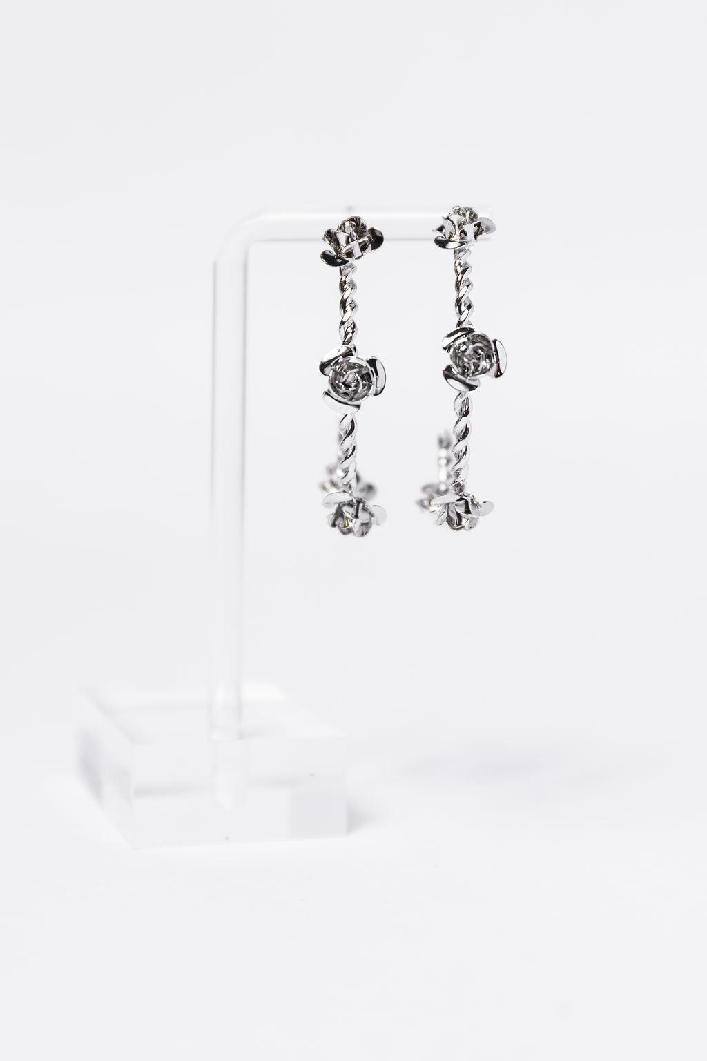Silver Rose Hoop Earrings FINAL SALE Product Image