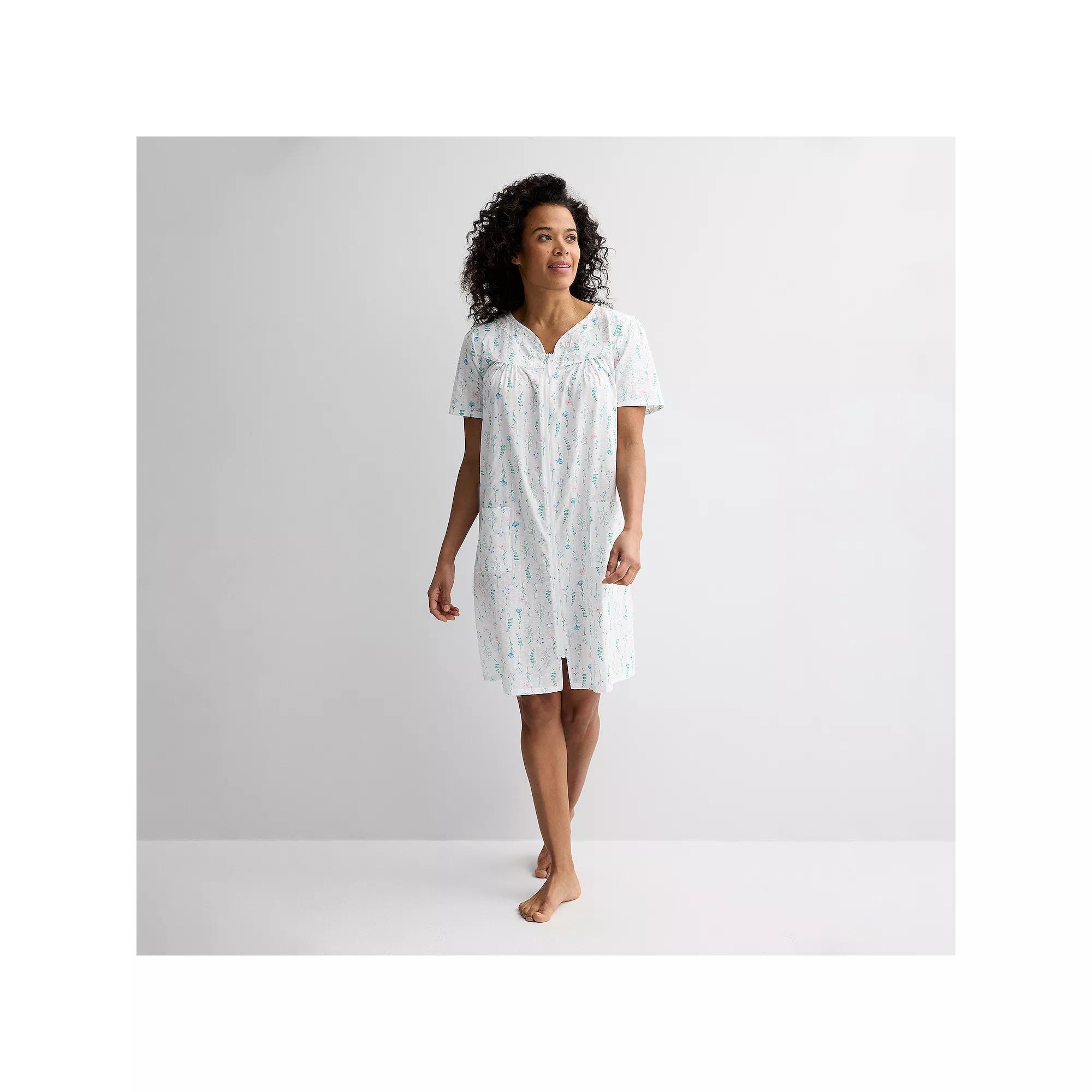Petite Croft & Barrow® Woven Zip Sleep Robe, Women's, Size: Large Petite, Breezy Blossoms Product Image