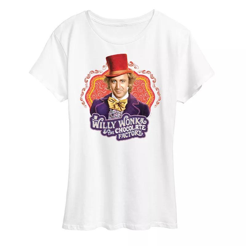 Womens Willy Wonka and the Chocolate Factory Willy Wonka Graphic Tee, Girls Grey Royal Blue Product Image