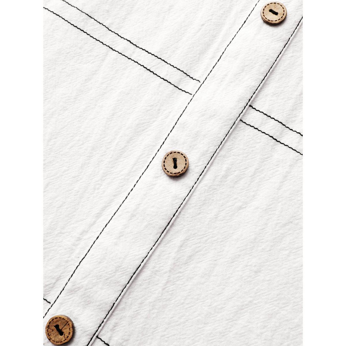 Plus Size Hollow Front Button Detail Flare Maxi Dress Originalwhite Women Resort Topstitching V-neck Sleeveless Curvy BloomChic 12/L Product Image