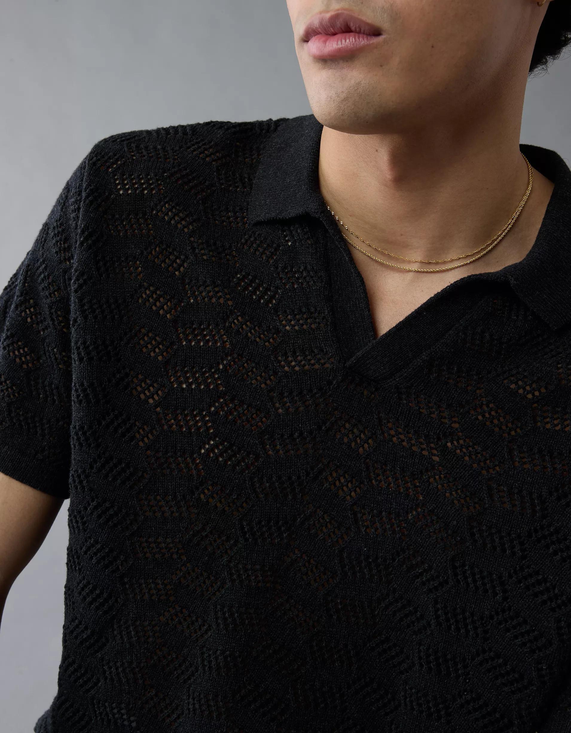 AE Weekend Textured Sweater Polo Shirt Product Image