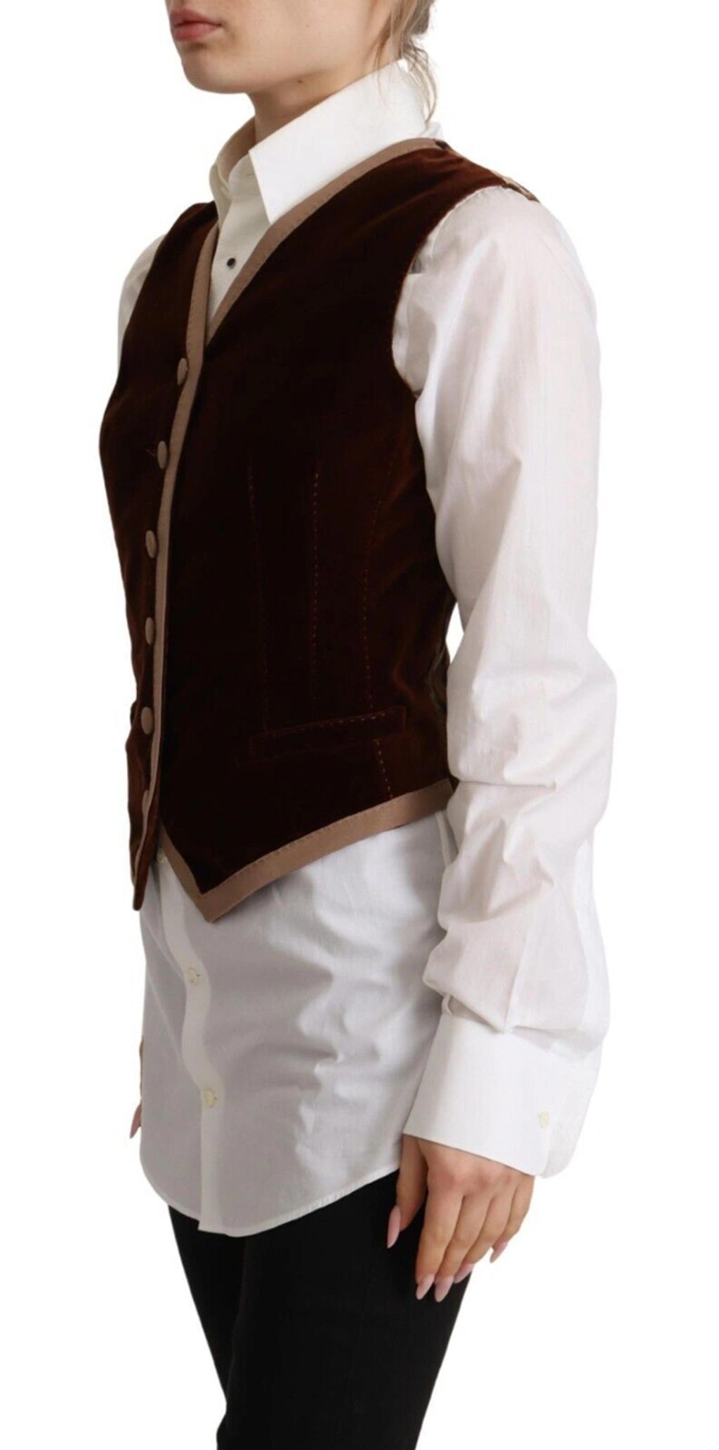 DOLCE & GABBANA Bordeaux Velvet Cotton V-neck Sleeveless Vest Top Product Image