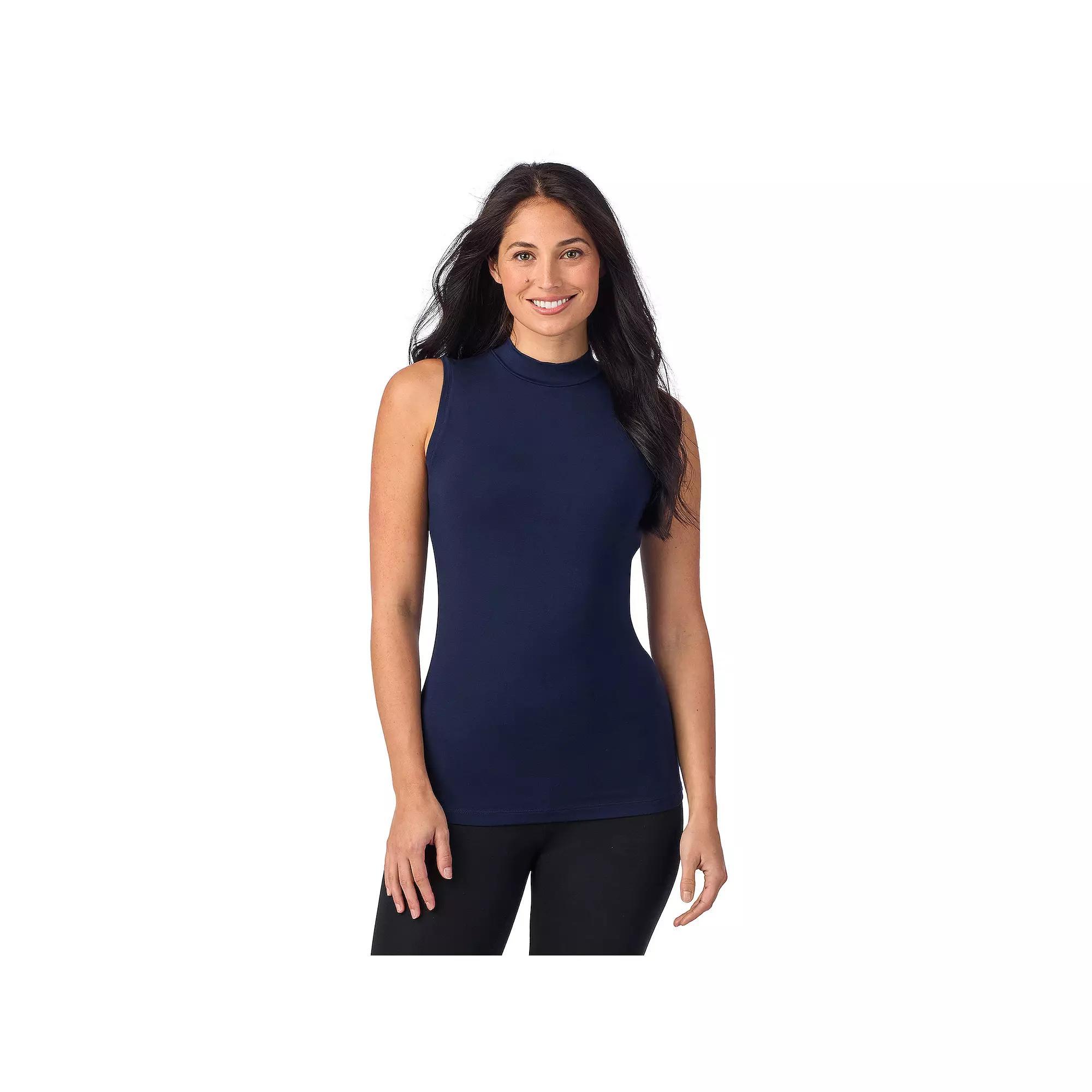 Women's Cuddl Duds® Softwear with Stretch Sleeveless Mock Neck Tank Top, Size: Small, Blue Product Image