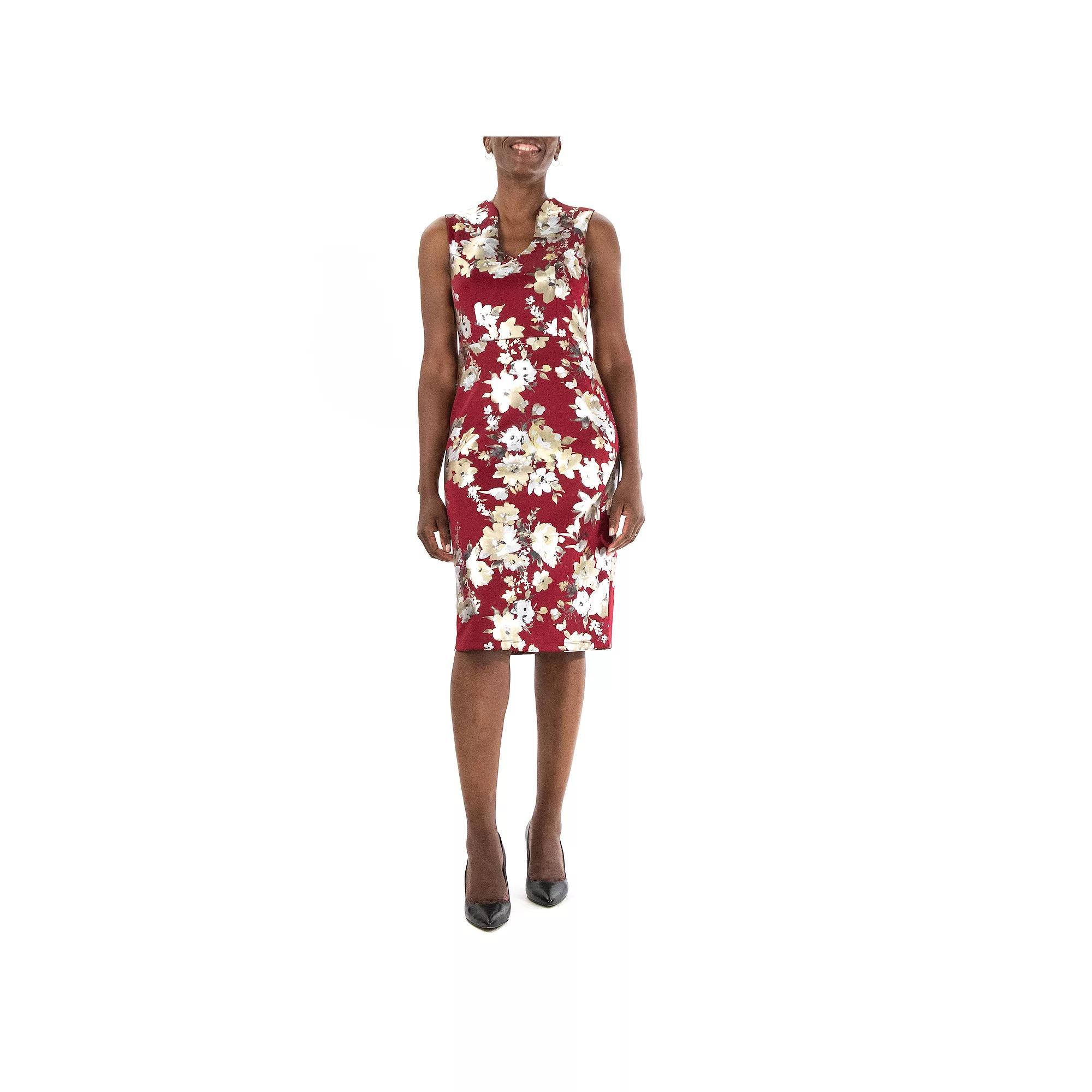 Womens Nina Leonard U-Neck Midi Dress Product Image