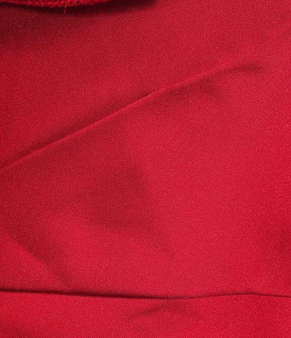 Muse by Marchesa Holly Satin 3D Floral Carnation Ruched Sweetheart Neck Asymmetrical One Shoulder Sheath Midi Dress Product Image