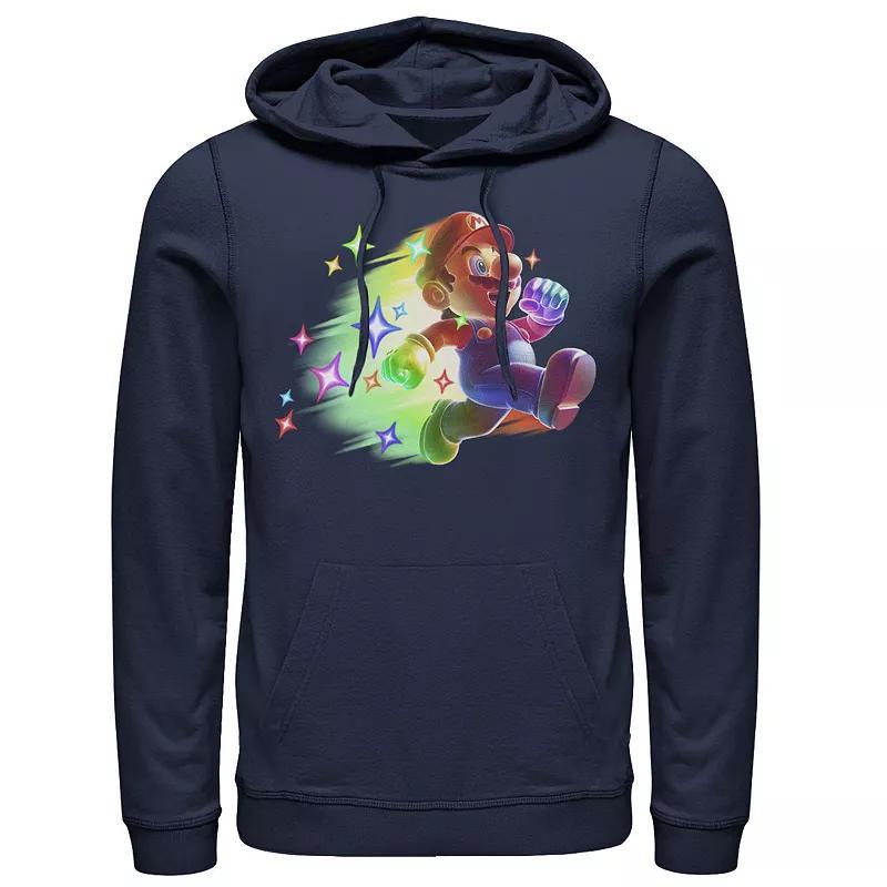 Men's Nintendo Super Mario Action Pose Neon Portrait Hoodie, Size: XXL, Blue Product Image