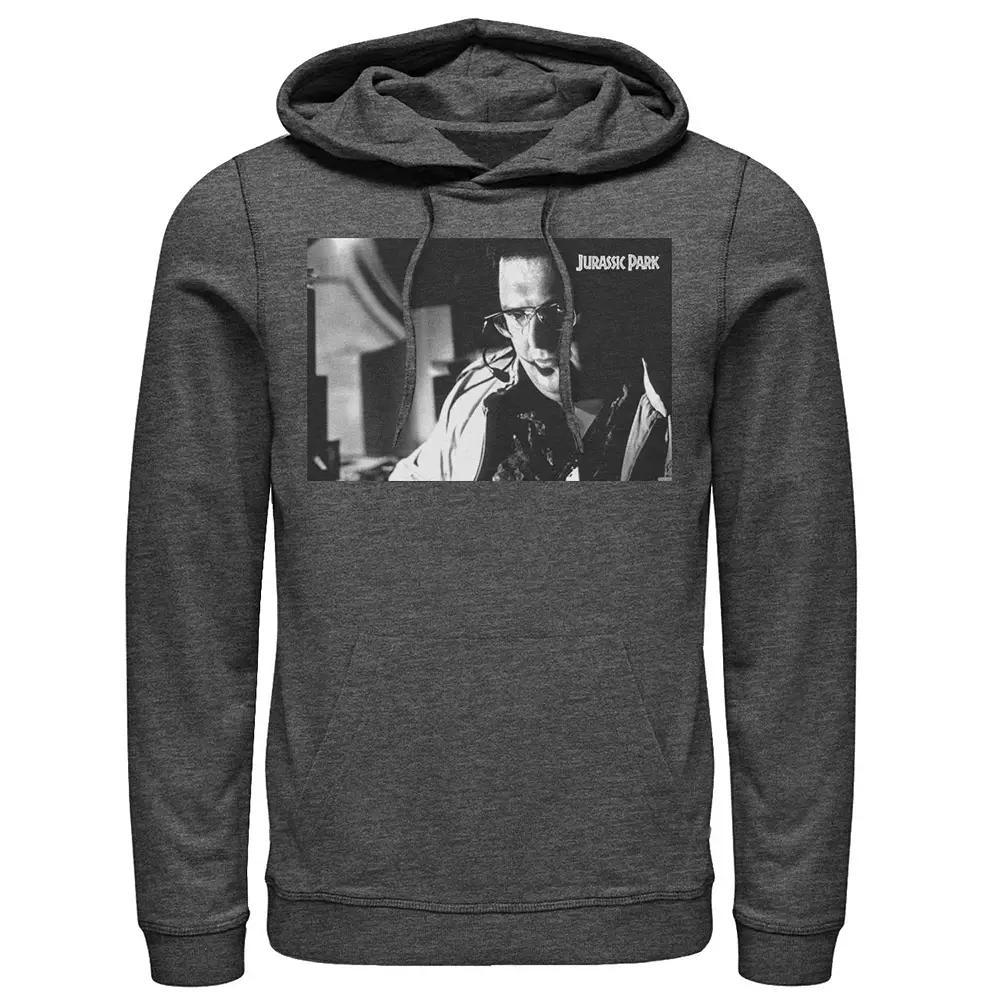 Mens Jurassic Park Dennis Nedry Computer Work Hoodie Grey Heather Product Image