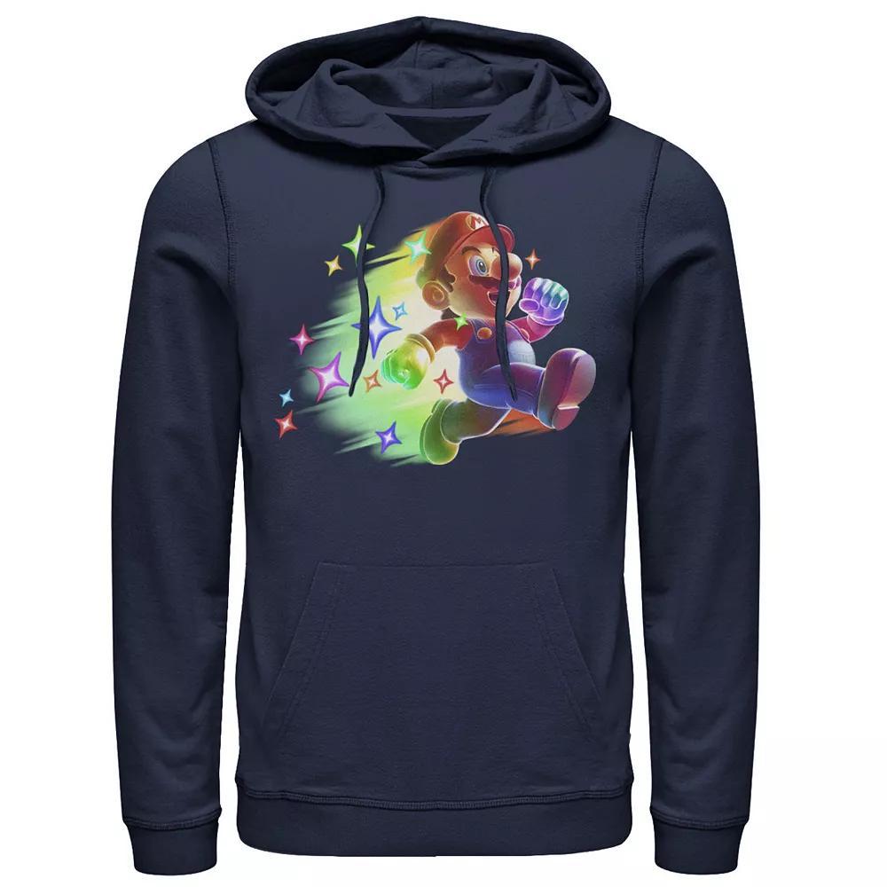 Men's Nintendo Super Mario Action Pose Neon Portrait Hoodie, Size: XXL, Blue Product Image