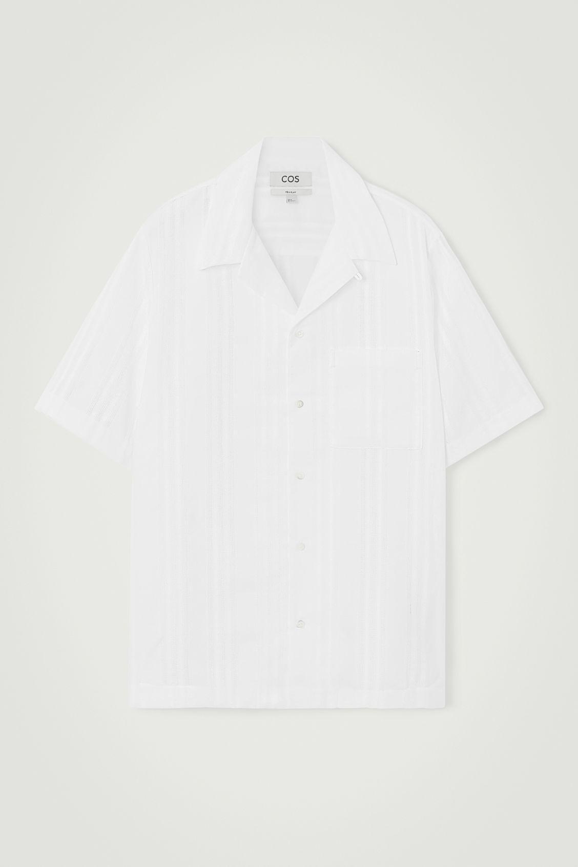 RELAXED STRIPE-JACQUARD COTTON SHORT-SLEEVED SHIRT Product Image