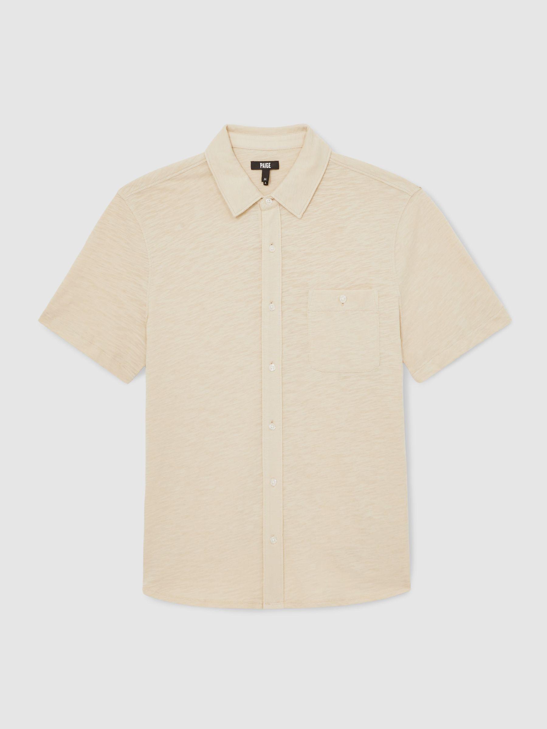 Paige Cotton Short-Sleeve Jersey Shirt in Cream Product Image